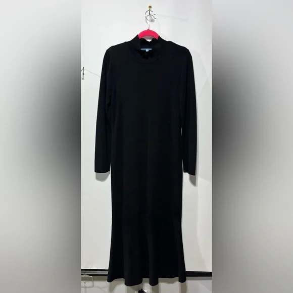 ANTONIO MELANI Fit And Flare Stretch Black Midi Dress Size Large - Picture 2 of 6